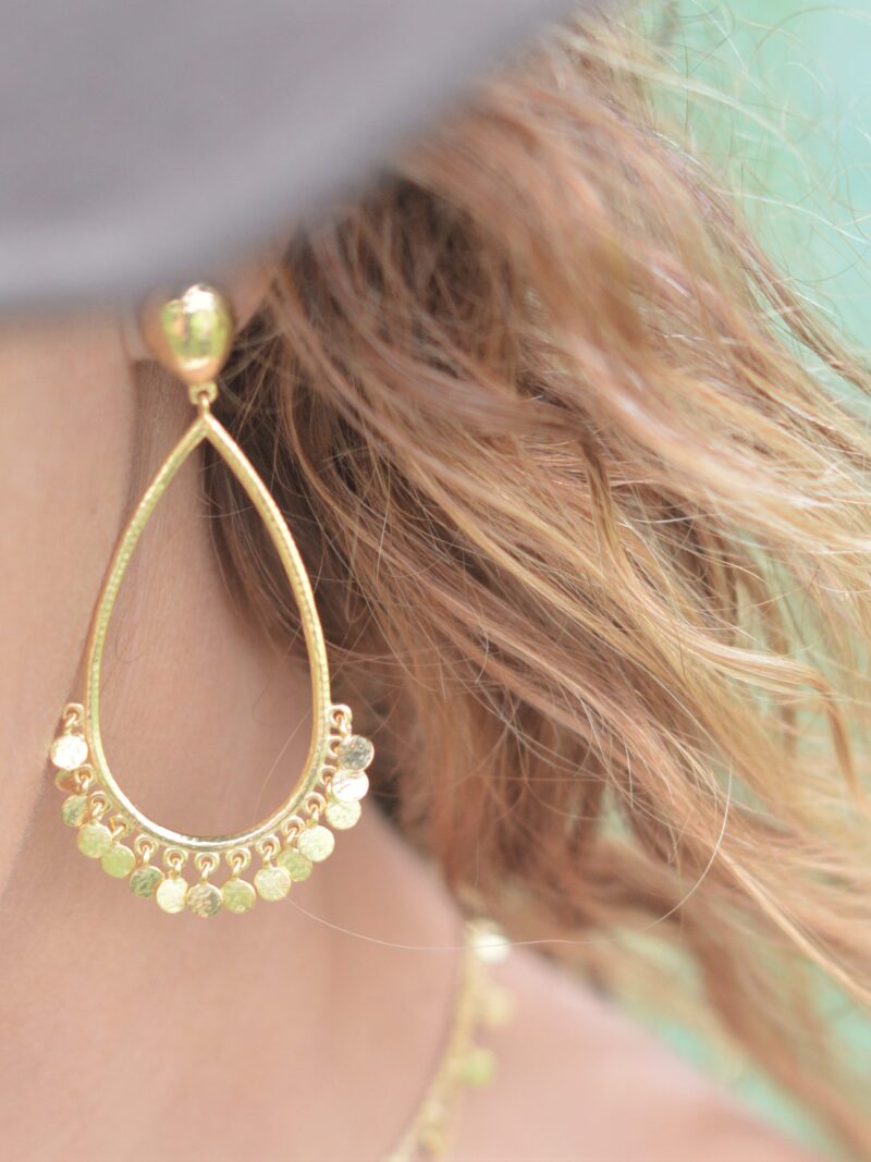 SALE GOLD DROPS OHRENSTECKER HÄNGEND GROSS PINKSAND ART. NR GO . 1