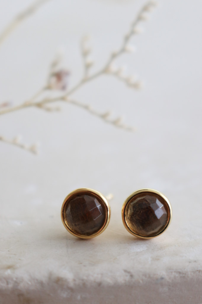 Gold OHRSTECKER MINI EINFACH Rauchquarz braun ART NR. OS 118