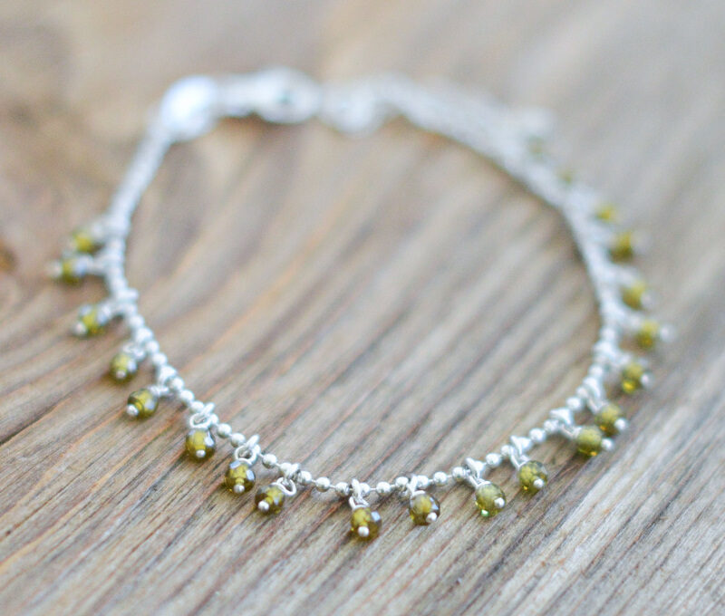 SILBERARMKETTE KUGÄLI in verschiedenen Farben ART. NR. A 26 - oliv grün