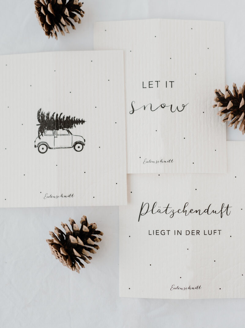 Schwammtücher Let it snow 3er Set Eulenschnitt Art. nr. ES 23