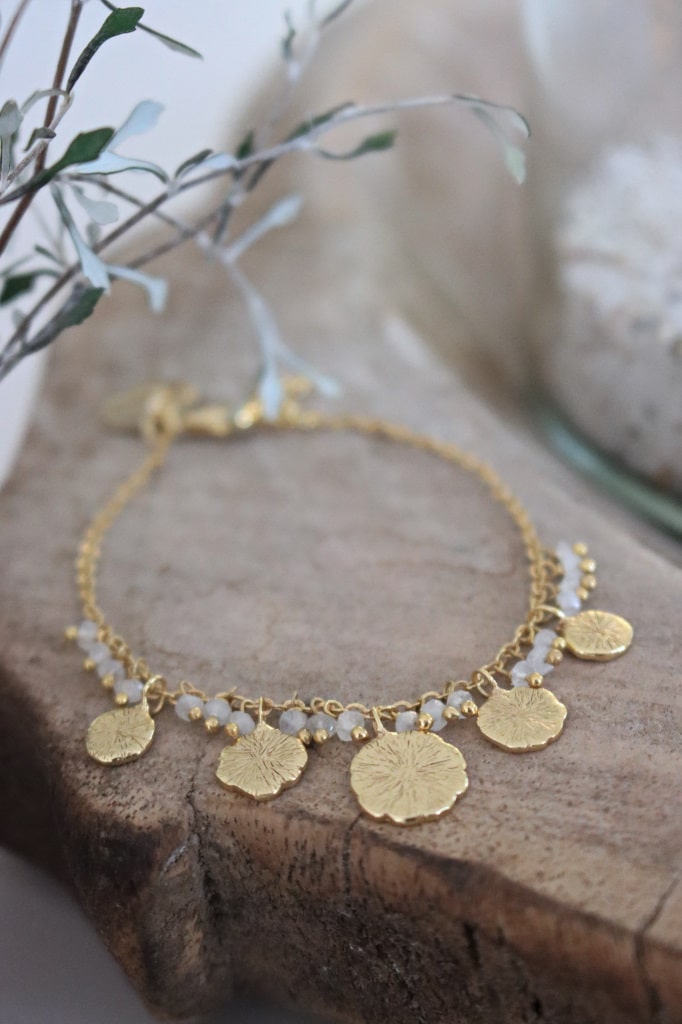 SALE Gold Armkette Becky Regenbogen Mondstein Pink Sand Art. nr. PSg 59