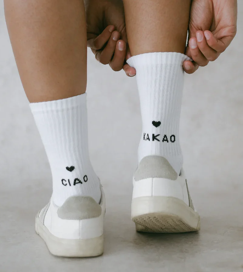 Socken Ciao Kakao weiss  Eulenschnitt Artnr. E379