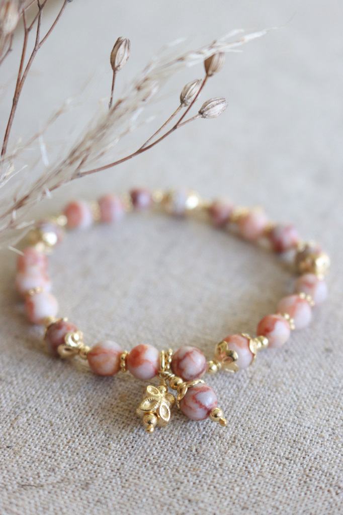 SALE Gold Armband Luna Red Jasper Argento Art. Nr. AG490PJ