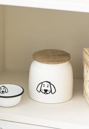 Dose für Hundefutter Holzdeckel weiß  Art nr. Ib 14