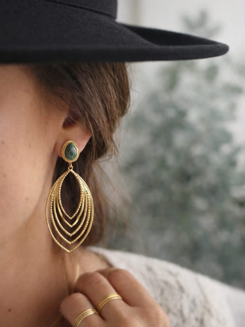 Gold Ohrenhänger Matt Leona grün Argento Art.nr. AG13356JAKB