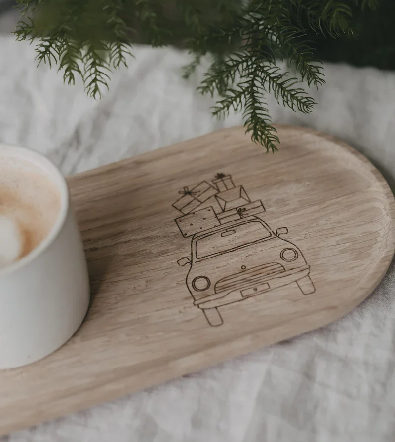 Mini Tablett Weihnachtsauto  Eulenschnitt Art nr. E 396