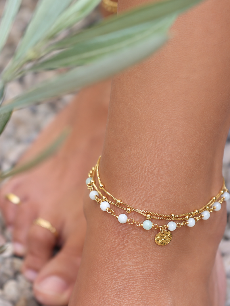 Gold Fusskette Nila Angelit mint Art. nr. FK 5231