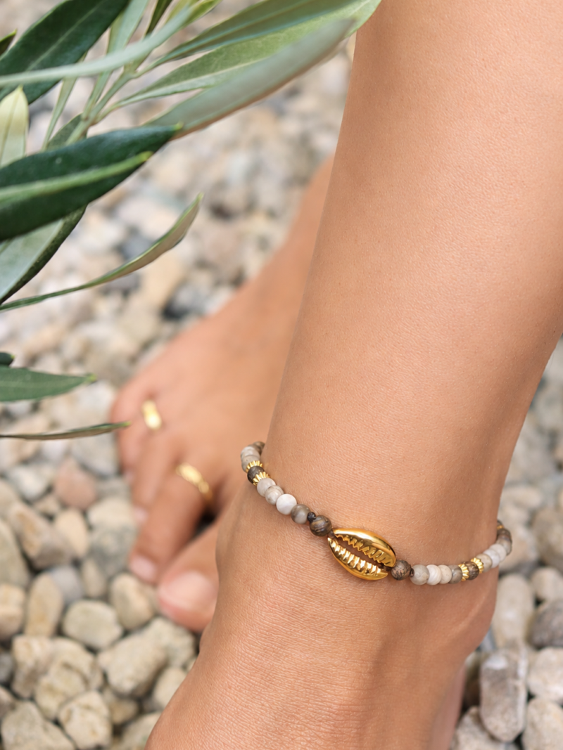 Gold Fusskette Sea breeze Silver Leaf / Bronzit Da Shanti Art. nr. DS242