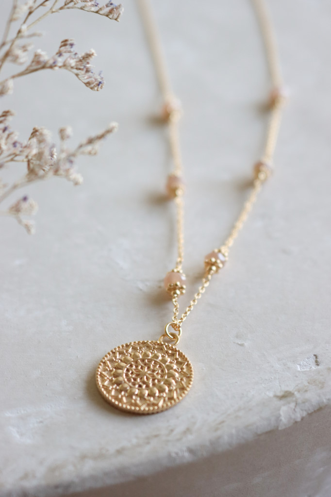 Gold Halskette Malania Chocclat Mondstein Argento Art. nr. SN41-4229-LCMS