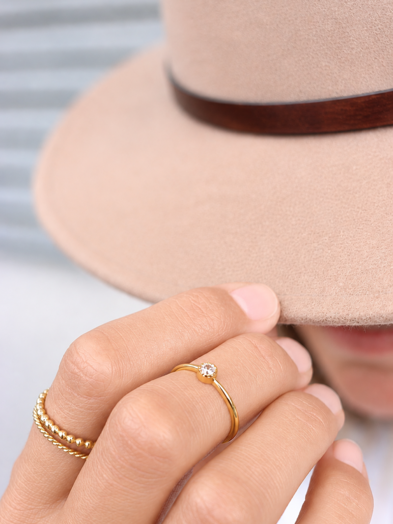 Gold  Fingerring Glatt Zirkon Argento Art. nr. SR489878cz