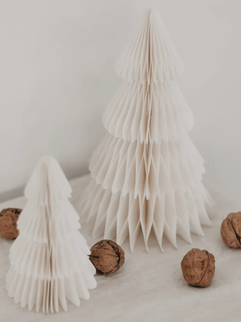 Papiertanne stehend  2er Set natur  weiss Eulenschnitt Art nr. E 0925