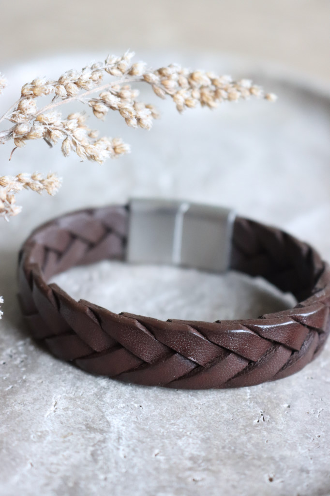Leder Herren Armband Louis  braun edlestahl silber matt  IXXXI Art nr- IX963