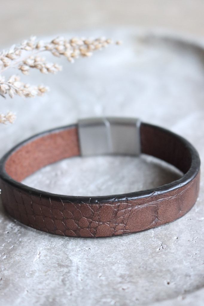 Leder Herren Armband Robin braun edlestahl silber matt  IXXXI Art nr- IX2443