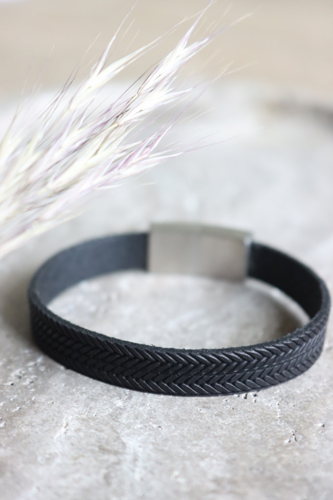 Leder Herren Armband Noel schwarz edlestahl silber matt  IXXXI Art nr- IX264