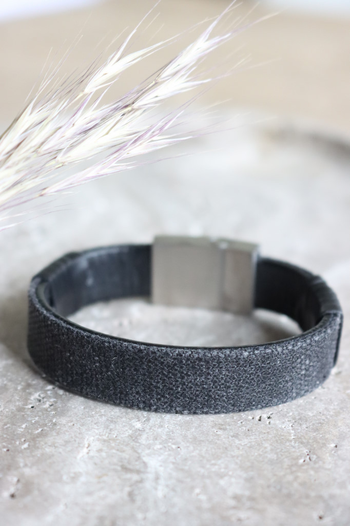 Leder Herren Armband Steff schwarz edlestahl silber matt  IXXXI Art nr- IX278