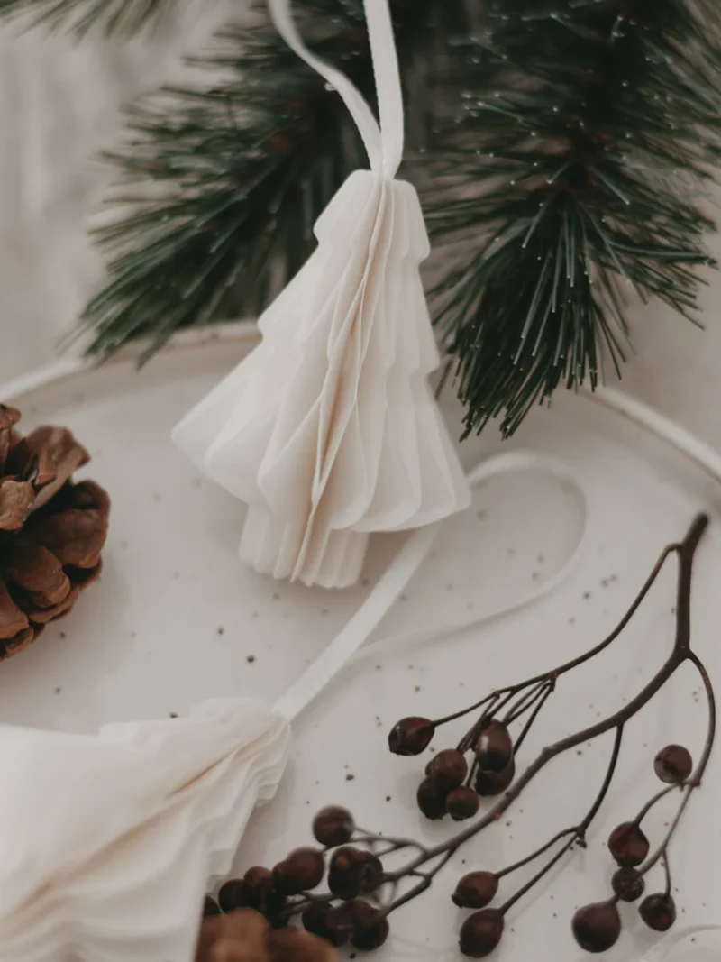 Papieranhänger Tanne 3er Set natur weiss Eulenschnitt Art nr. E 098