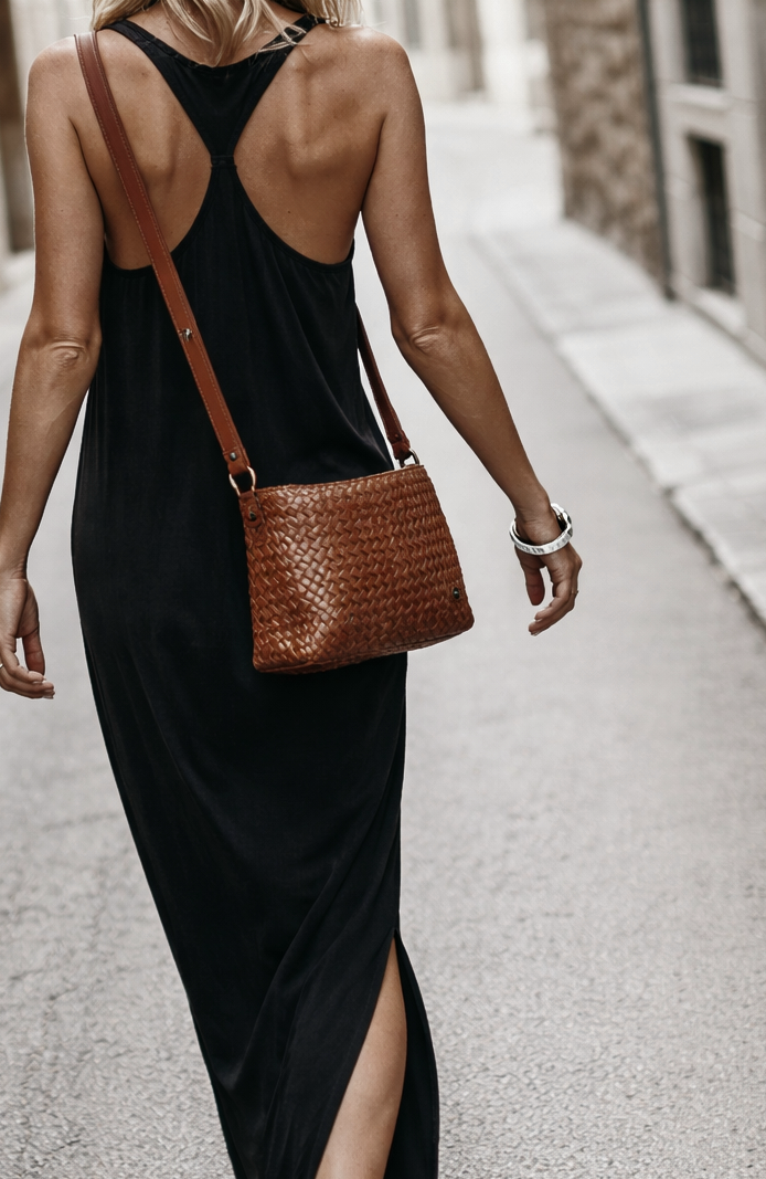 Geflochtene Schultertasche „Joan“ cognac bear Art nr. B96