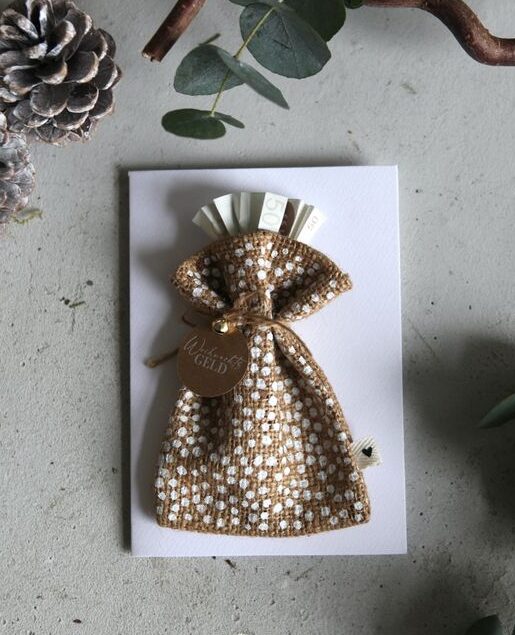 Weihnachtsbeutelkarte gepunktet Weihnachtsgeld  Art nr. Gf 98