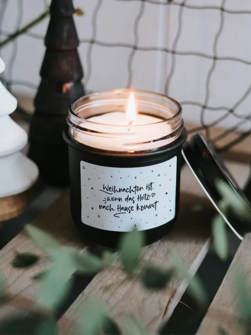Kerze Weihnachten ist ·schwarz Heldenglück ArtnrH076