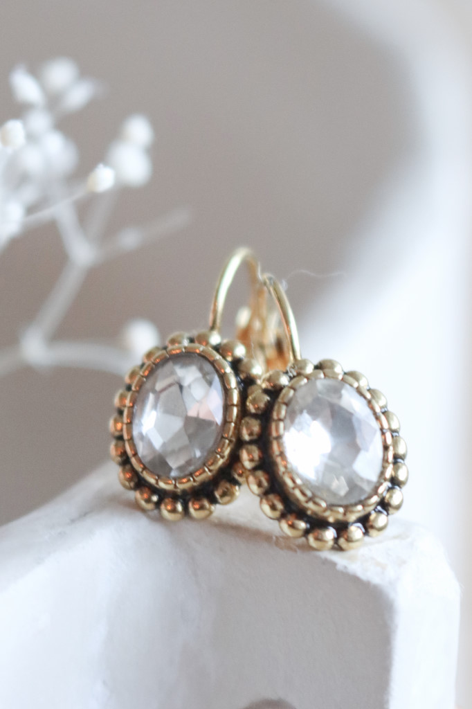 Gold Ohrenhänger Henna geschwärzt Kristal Art. nr. OHs9696CHCR