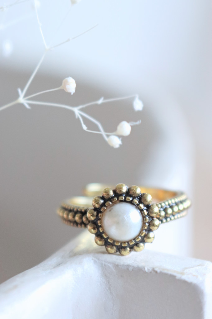 Gold Fingerring geschwärzt Perle Art. nr. FRCHWP