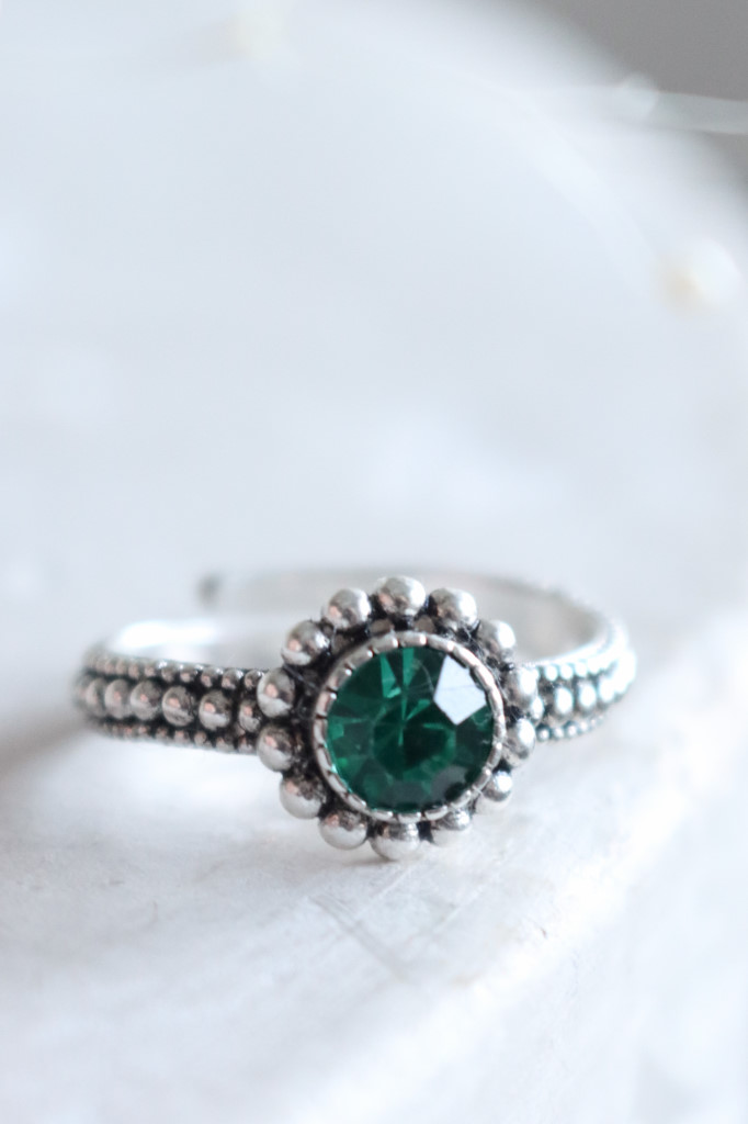 Silber Fingerring geschwärzt Grün Art. nr. FRCHLE