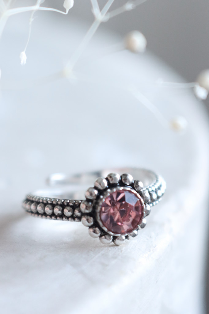 Silber Fingerring geschwärzt Pink Art. nr. FRCHRN