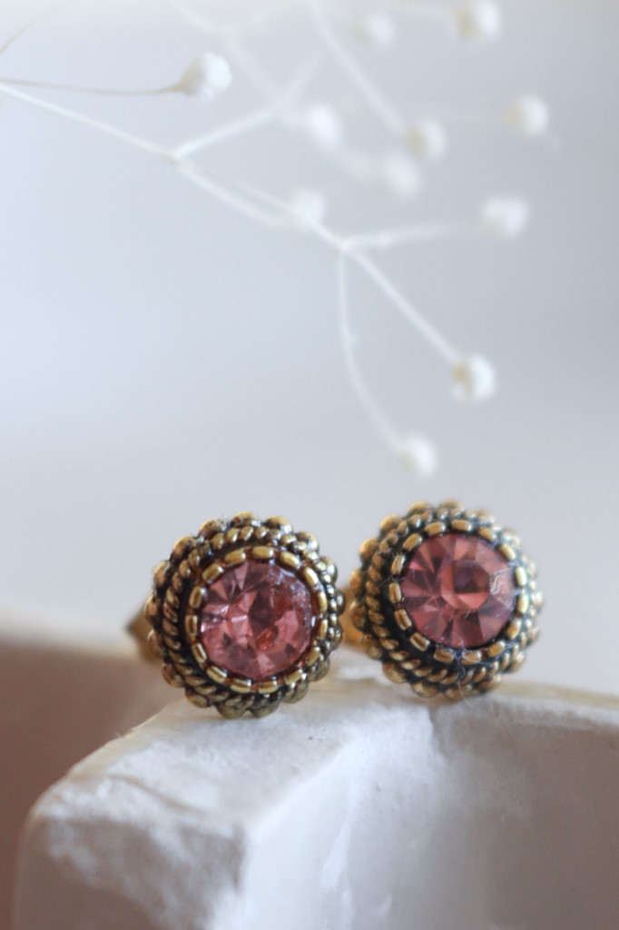 Gold geschwärzt Ohrenstecker Pink  Art. nr. OHs9696CHRN