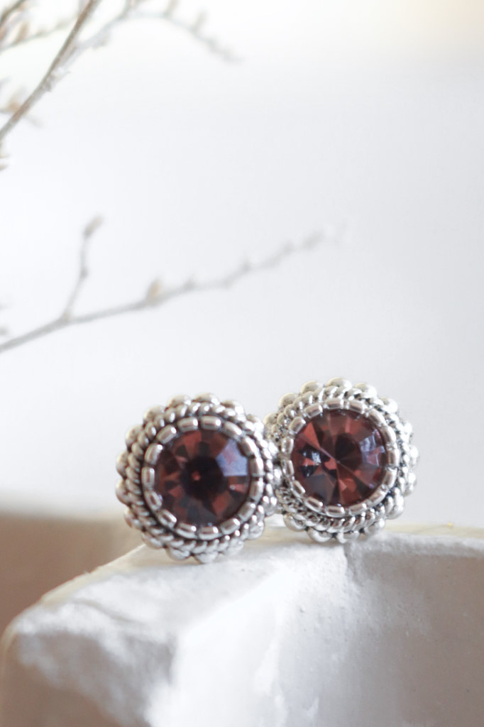 Silber geschwärzt Ohrenstecker Bordeaux Art. nr. OHs9696CHSR