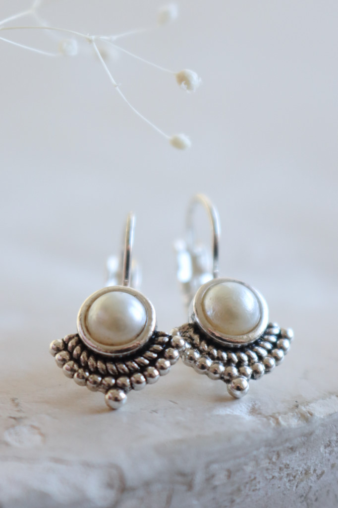 Silber Ohrenhänger Judy geschwärzt Perle Art. nr. OHs9696PTWP