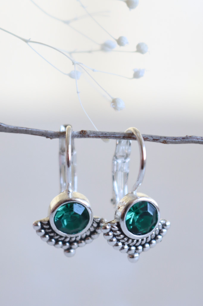 Silber Ohrenhänger Judy geschwärzt Grün Art. nr. OHs9696CHLE