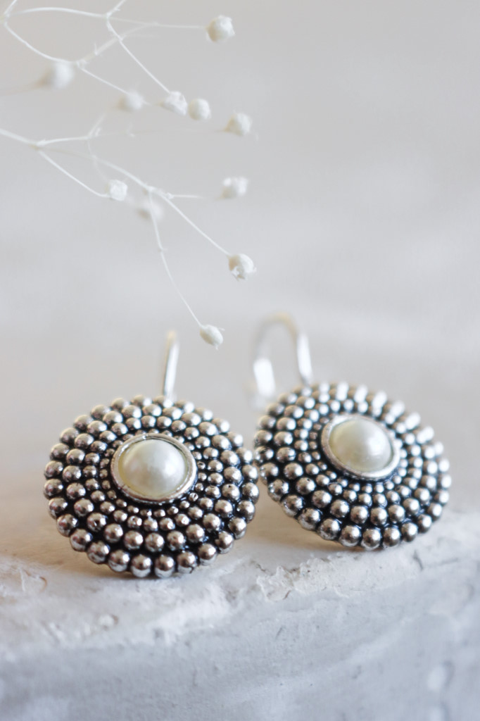 Silber Ohrenhänger Rondom geschwärzt Perle Art. nr. OHs1245PTWP