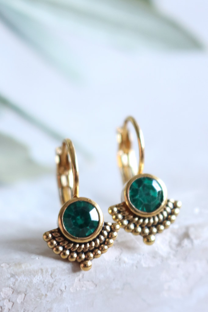 Gold Ohrenhänger Judy geschwärzt grün Art. nr. OHs1417903 chle