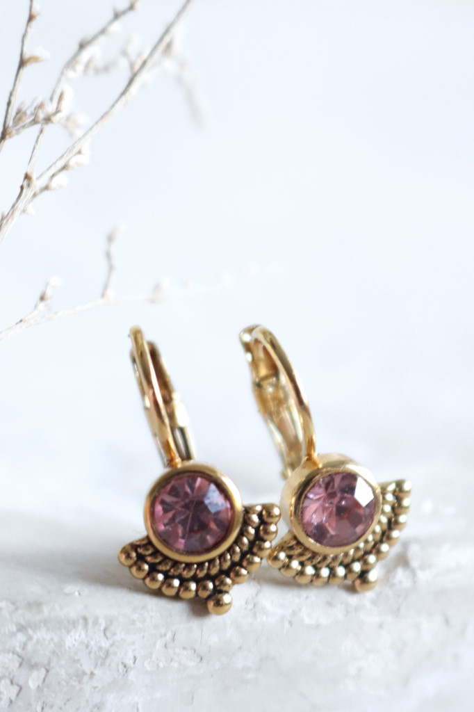 Gold Ohrenhänger Judy geschwärzt Pink Art. nr. OHs1417903 chRN