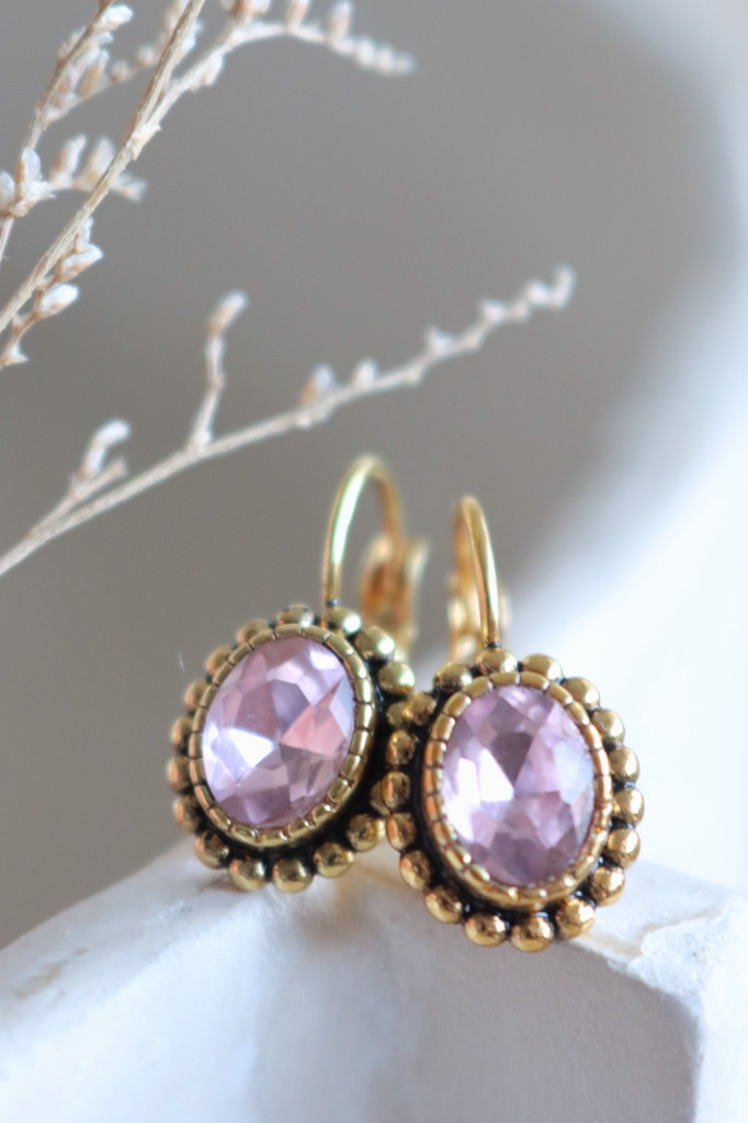 Gold Ohrenhänger Henna geschwärzt pink Art. nr. OH1417911CHRN