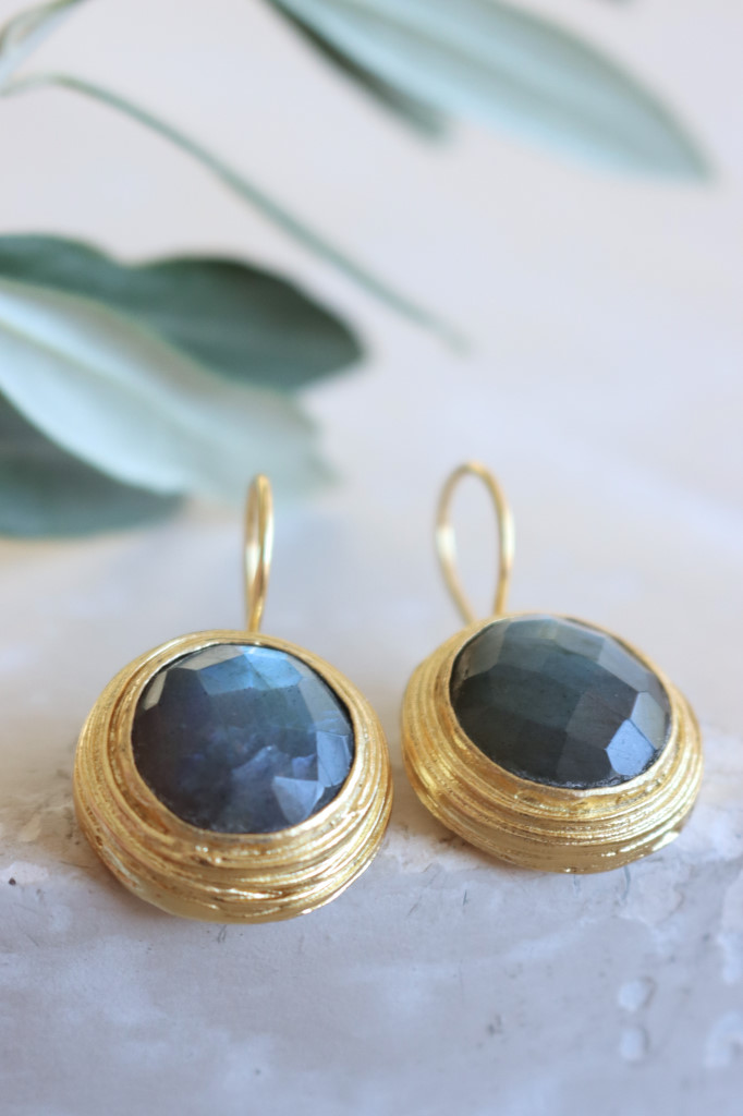 Gold Ohrenhänger Rully Labradorit grün/blau TCS Art. nr.IFE19A