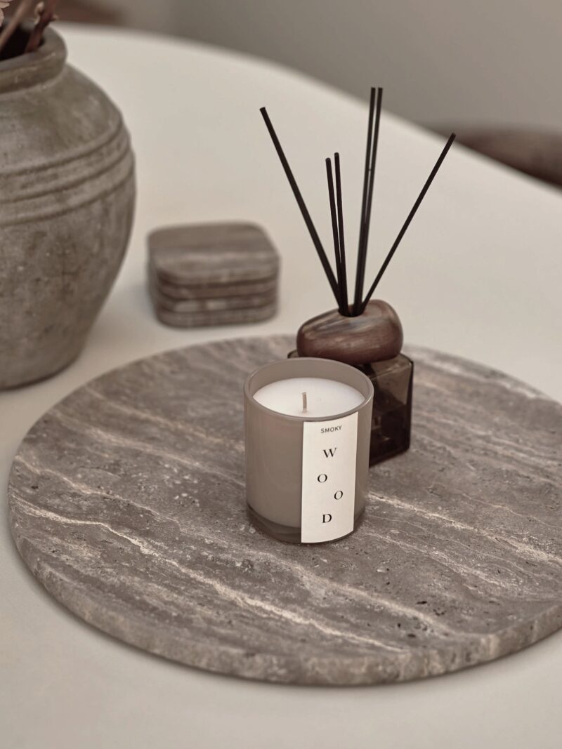 Titanium Travertin Platte  rund 40 cm Art nr. Mo31