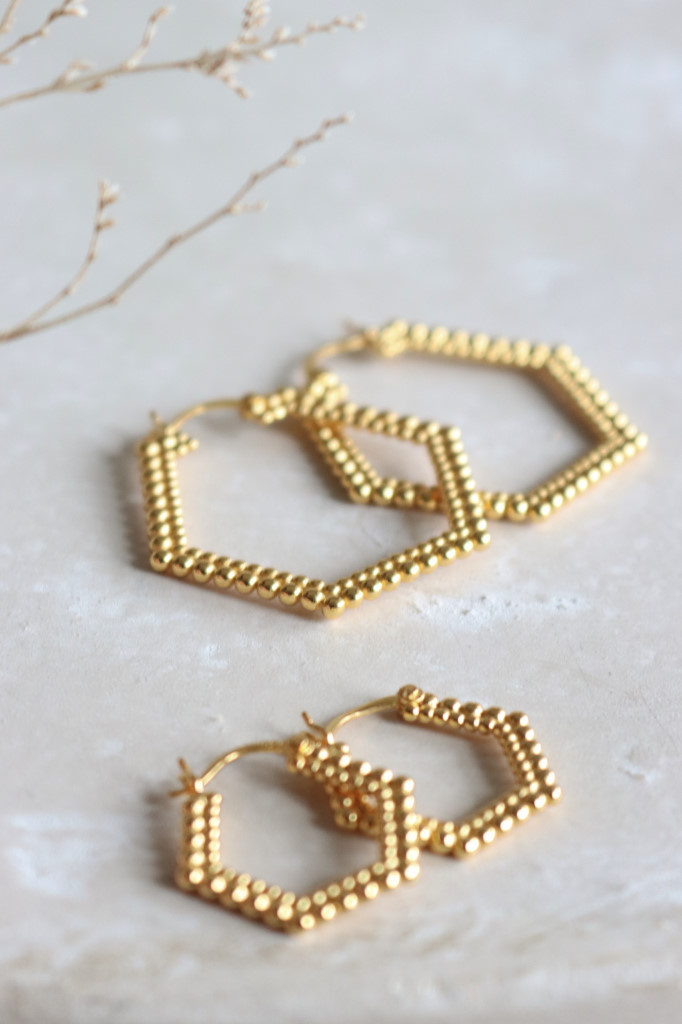 Gold Creolen Sechskant  Art. nr. OH933