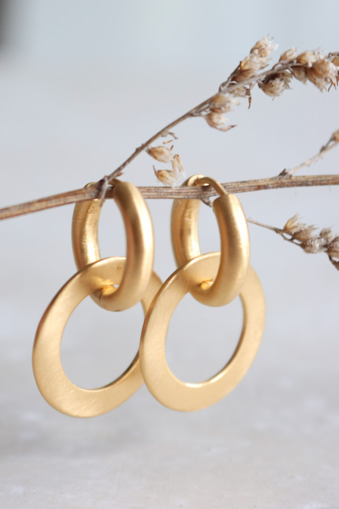 Gold Creolen mit Ring Matt  Art. Nr. OH4596