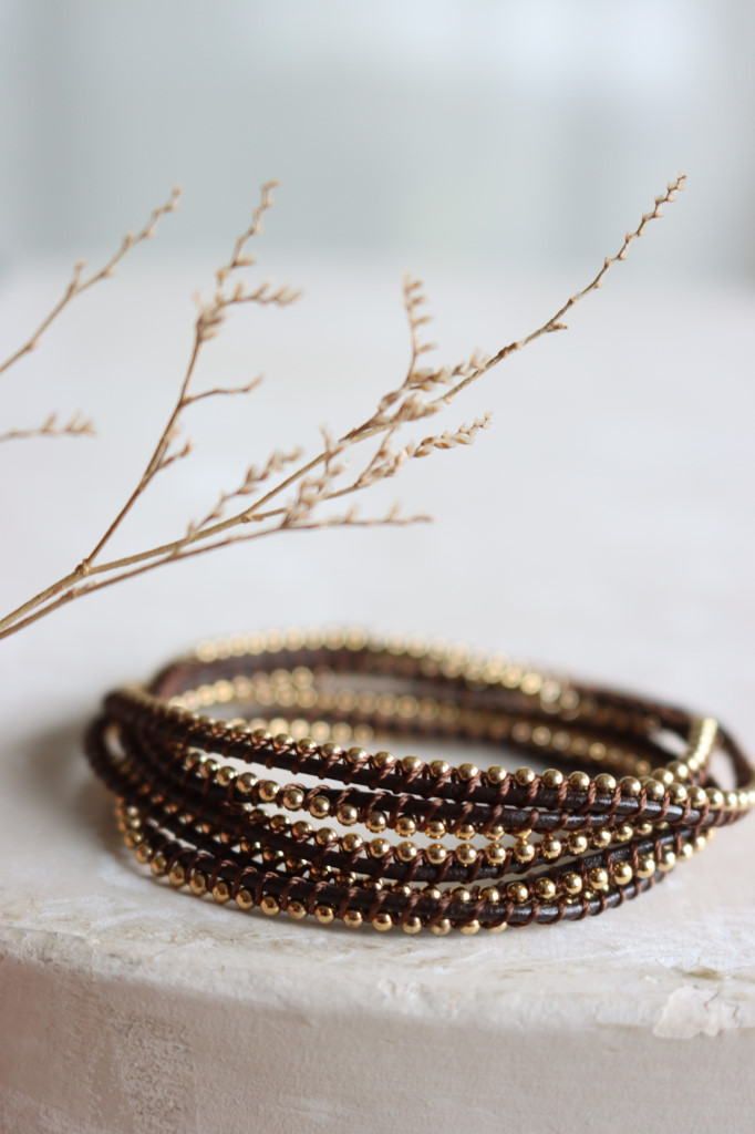 Gold Leder pop fünffach Armband Argento Art. Nr. AG 8625