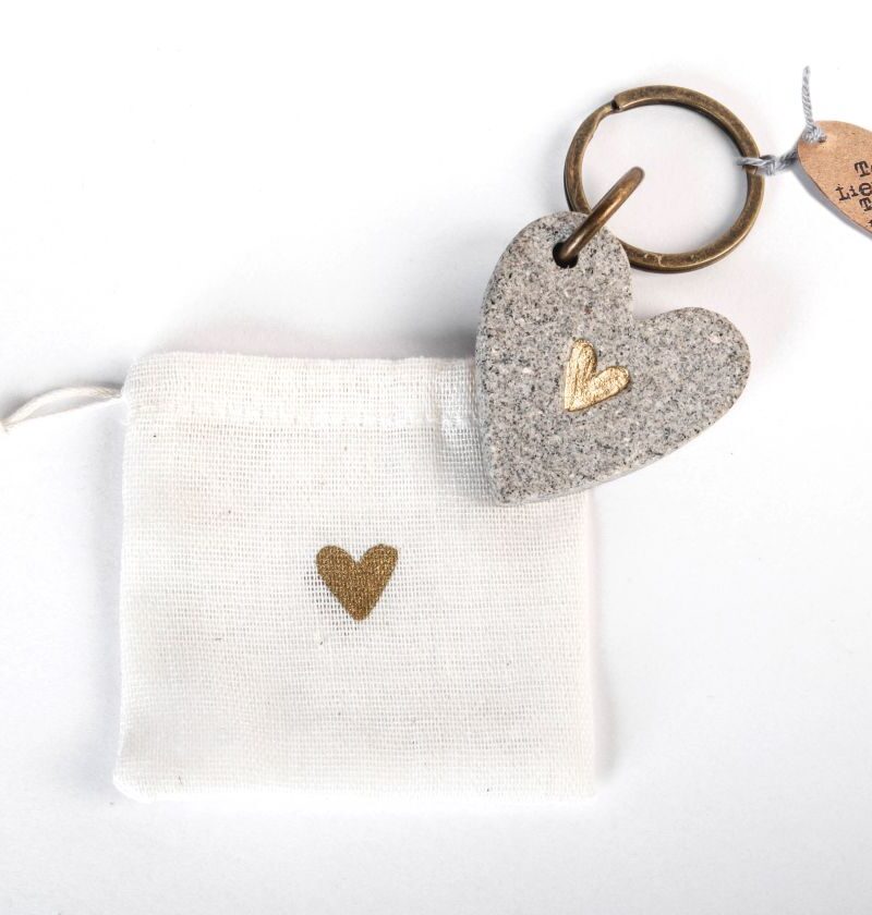 schlüsselanhänger Herz gold Terrazzo Art nr. Gf 86