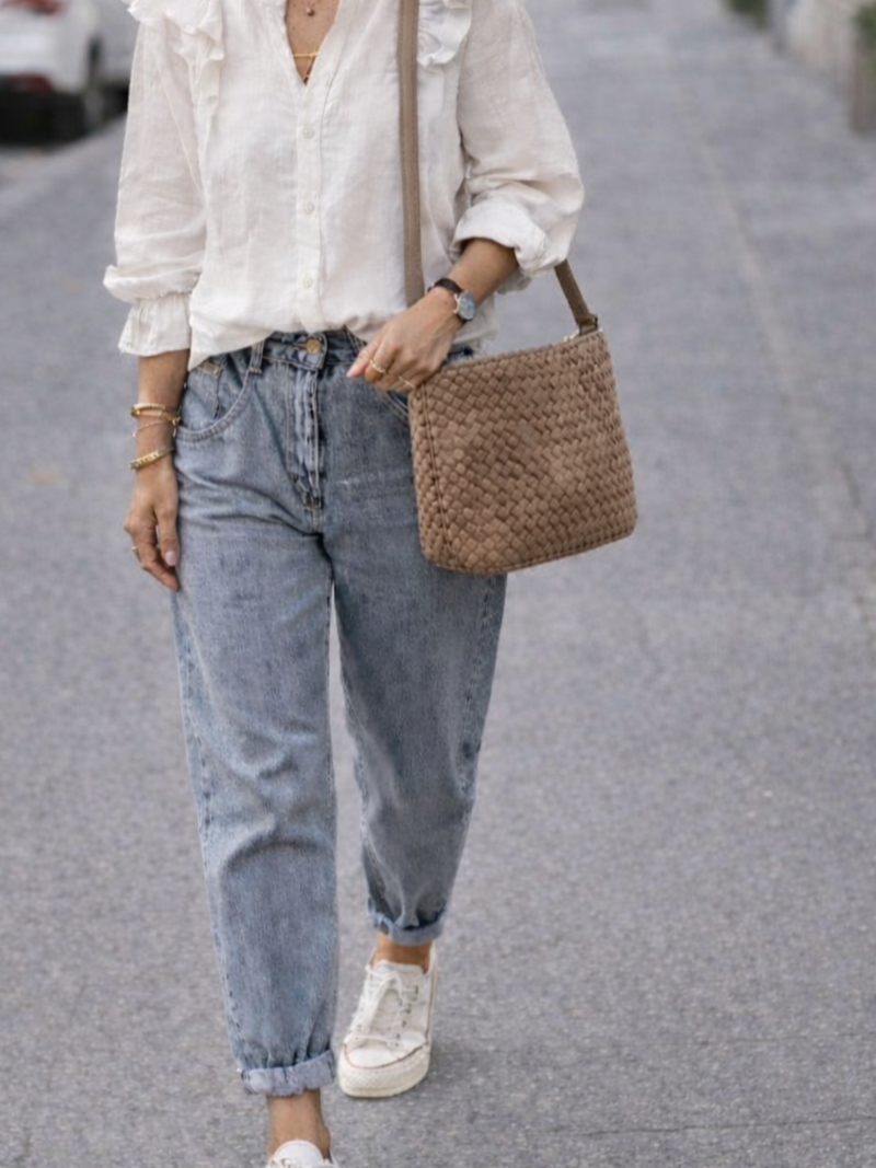 Geflochtene Schultertasche „Joan“ baltic beige bear Art nr. B87