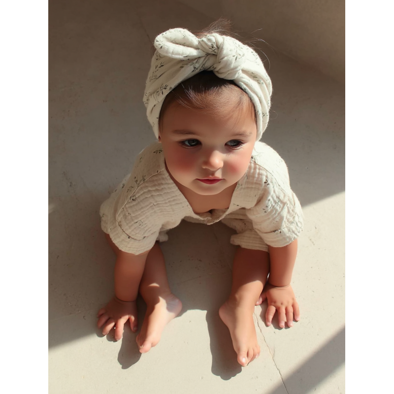 Baumwoll-Babyturban T3 Olive Bloom Art nr. Bs 51