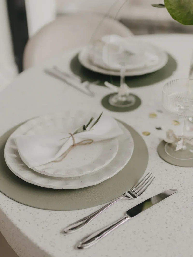 Wendbares Platzset Herz Grün Eulenschnitt Art nr. E8432