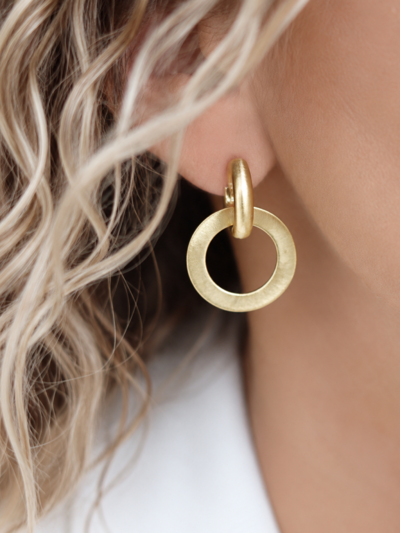 Gold Creolen mit Ring Matt  Art. Nr. OH4596