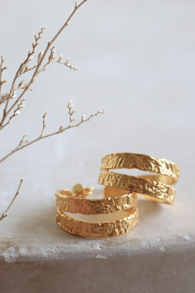 Gold Ohrencreole Strukturiert gespalten Art. nr. OH 56-01863