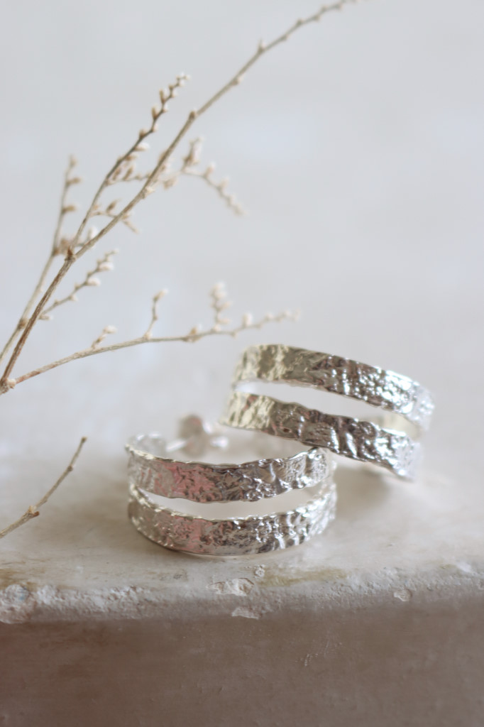 Silber Ohrencreole Strukturiert gespalten Art. nr. OH 56-0185