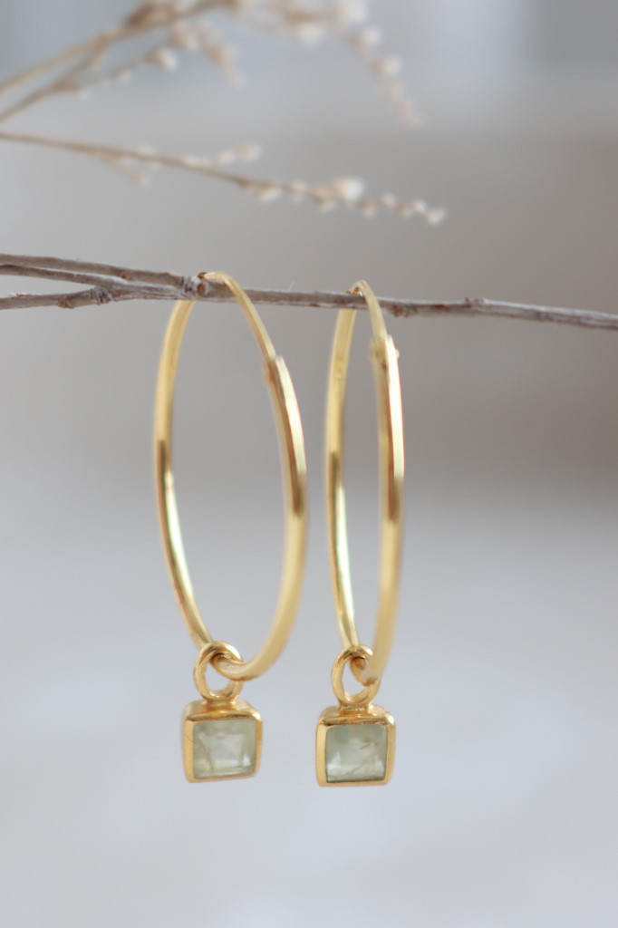 Gold Creolen Iucker Prehnit Art. nr. OH88-8801-04-04