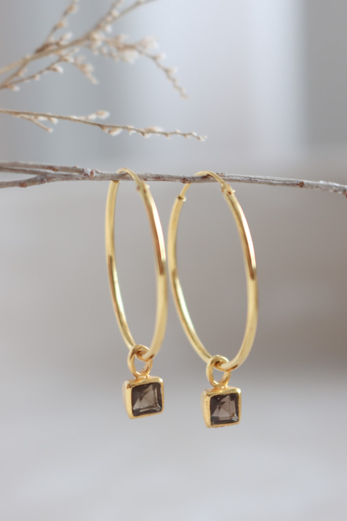 Gold Creolen Iucker Rauchquarz Art. nr. OH88-8801-04-05