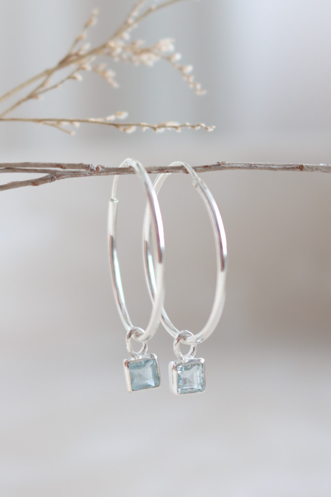 Silber Creolen Iucker Aquamarin Art. nr. OH88-8801-04-03